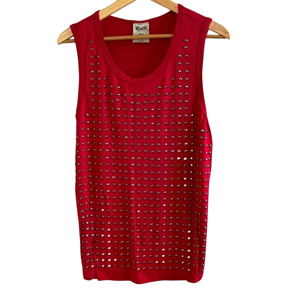 Vocal | Women's M, Studded Sleeveless Top, Raw Hem Edges
